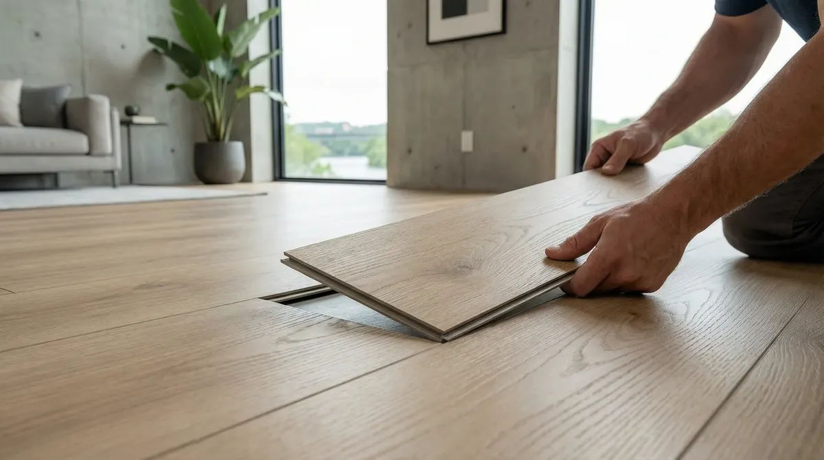 Professional luxury vinyl plank flooring installation in Austin home